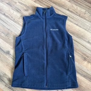 Columbia Full Zip Fleece Ladies Vest Zipper Pockets Size Small Blue